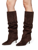 Susymix- Stivale suede con tacco sottile