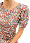 Vicolo - Abito midi floreale con drappeggio laterale e spacco