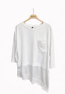 Miamor - T-shirt con taschino e fondo in pizzo