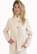 Vicolo - Blazer gessato collo alto bottoni araldici