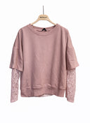 Susymix- Felpa mezza manica con maglietta in pizzo