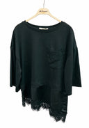 Miamor - T-shirt con taschino e fondo in pizzo