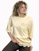 Miamor - T-shirt con taschino e fondo in pizzo