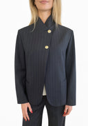 Vicolo - Blazer gessato collo alto bottoni araldici