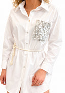 Susymix- Abitino camicia con tasca in paillettes