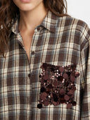 Susymix- Camicia over a quadri con tasca in paillettes
