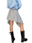 Vicolo - Gonna asimmetrica a quadri con effetto camicia annodata