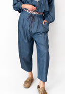 Vicolo - Pantalone baloon in chambry con coulisse