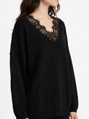 Vicolo - Maglia in lana e cashmere con scollo V in pizzo