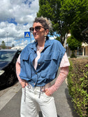 Vicolo - Camicia in chambry con tascone e coulisse