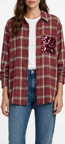 Susymix- Camicia over a quadri con tasca in paillettes