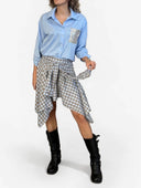 Vicolo - Gonna asimmetrica a quadri con effetto camicia annodata