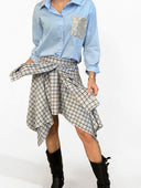 Vicolo - Gonna asimmetrica a quadri con effetto camicia annodata