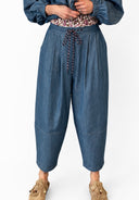 Vicolo - Pantalone baloon in chambry con coulisse