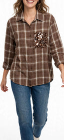 Susymix- Camicia over a quadri con tasca in paillettes
