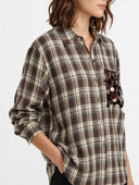 Susymix- Camicia over a quadri con tasca in paillettes
