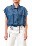 Vicolo - Camicia in chambry con tascone e coulisse