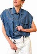 Vicolo - Camicia in chambry con tascone e coulisse