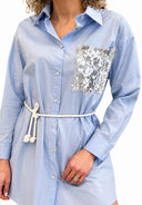 Susymix- Abitino camicia con tasca in paillettes