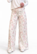 Miho’s - Pantapalazzo in denim leggero fantasia fiori