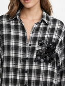 Susymix- Camicia over a quadri con tasca in paillettes
