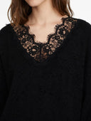 Vicolo - Maglia in lana e cashmere con scollo V in pizzo