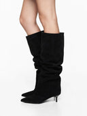 Susymix- Stivale suede con tacco sottile