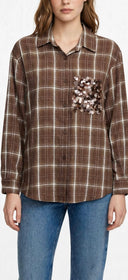 Susymix- Camicia over a quadri con tasca in paillettes
