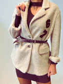 Blazer in lana bouclé con cintura - Vicolo