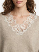 Vicolo - Maglia in lana e cashmere con scollo V in pizzo