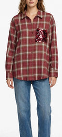 Susymix- Camicia over a quadri con tasca in paillettes