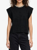 Susymix- Gilet in maglia con applicazioni gioiello al collo