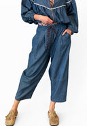 Vicolo - Pantalone baloon in chambry con coulisse