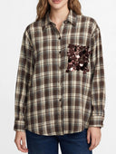 Susymix- Camicia over a quadri con tasca in paillettes