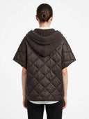Please - Gilet a cappa trapuntato con cappuccio in maglia