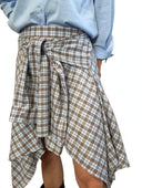 Vicolo - Gonna asimmetrica a quadri con effetto camicia annodata