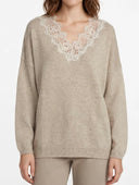 Vicolo - Maglia in lana e cashmere con scollo V in pizzo