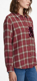 Susymix- Camicia over a quadri con tasca in paillettes