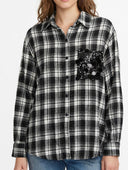 Susymix- Camicia over a quadri con tasca in paillettes
