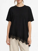 Miamor - T-shirt over con fondo asimmetrico in pizzo