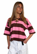 Vicolo - Polo rigata con agganciatura alamari