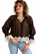 Susymix- Camicia V rifiniture in pizzo