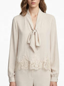 Susymix- Camicia fiocco con inserti in pizzo