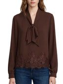 Susymix- Camicia fiocco con inserti in pizzo