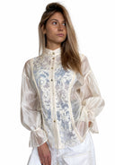 Vicolo - Camicia in pizzo con dettagli ricamati e manica ampia