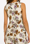 Susymix- Gilet viscosa e lino a fiori