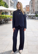 Vicolo - Completo gessato giacca collo alto bottoni araldici e pantalone palazzo