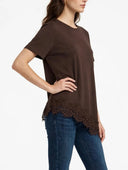 Miamor - T-shirt over con fondo asimmetrico in pizzo