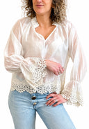 Susymix- Camicia V rifiniture in pizzo