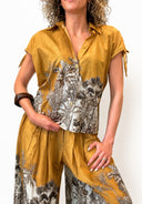 Vicolo - Camicia con cinturino fantasia palme